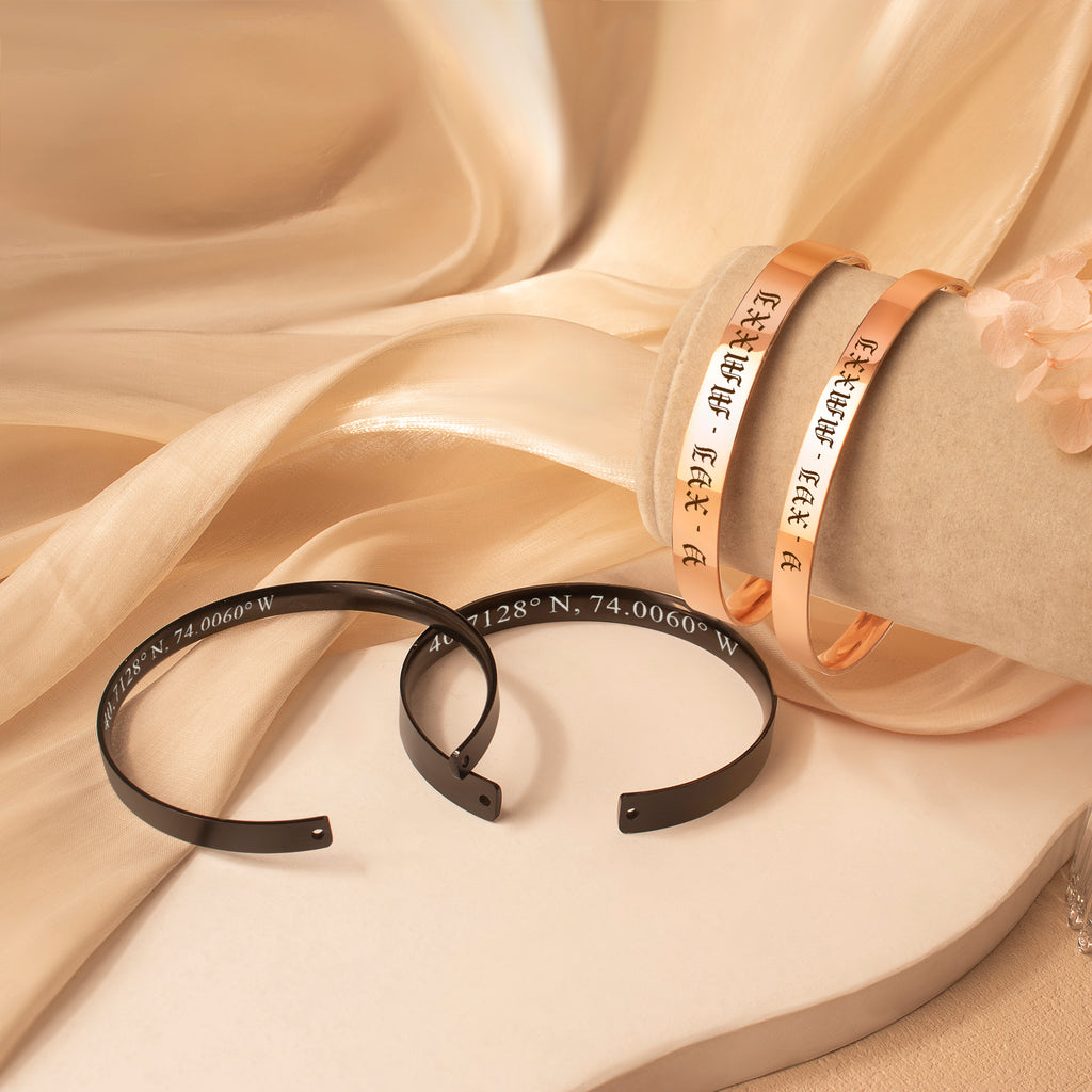 Custom 6mm and 8mm Matching Cuff Bangle Set