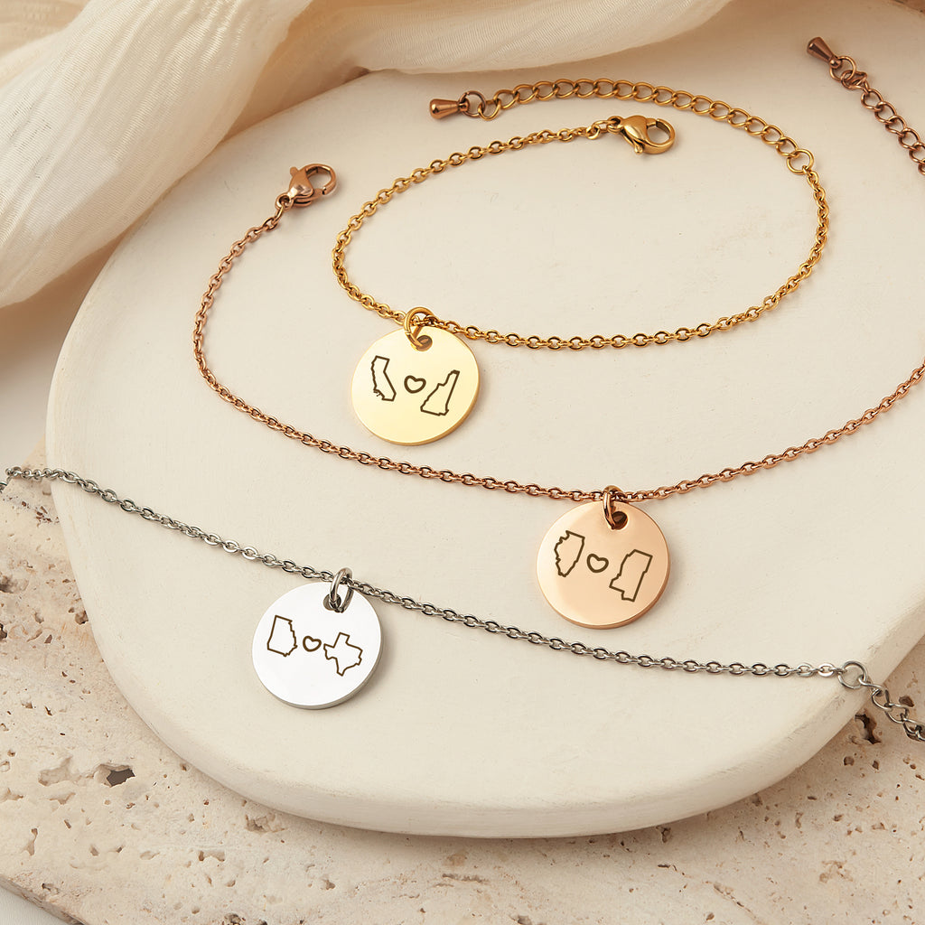 Long Distance State Charm Bracelet