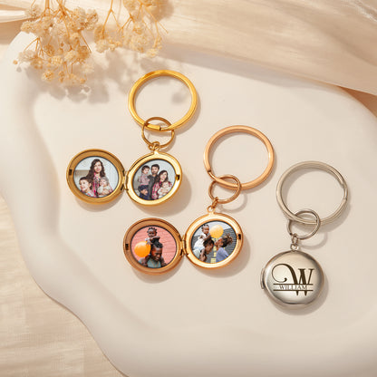 Custom Name Photo Locket Key Chain