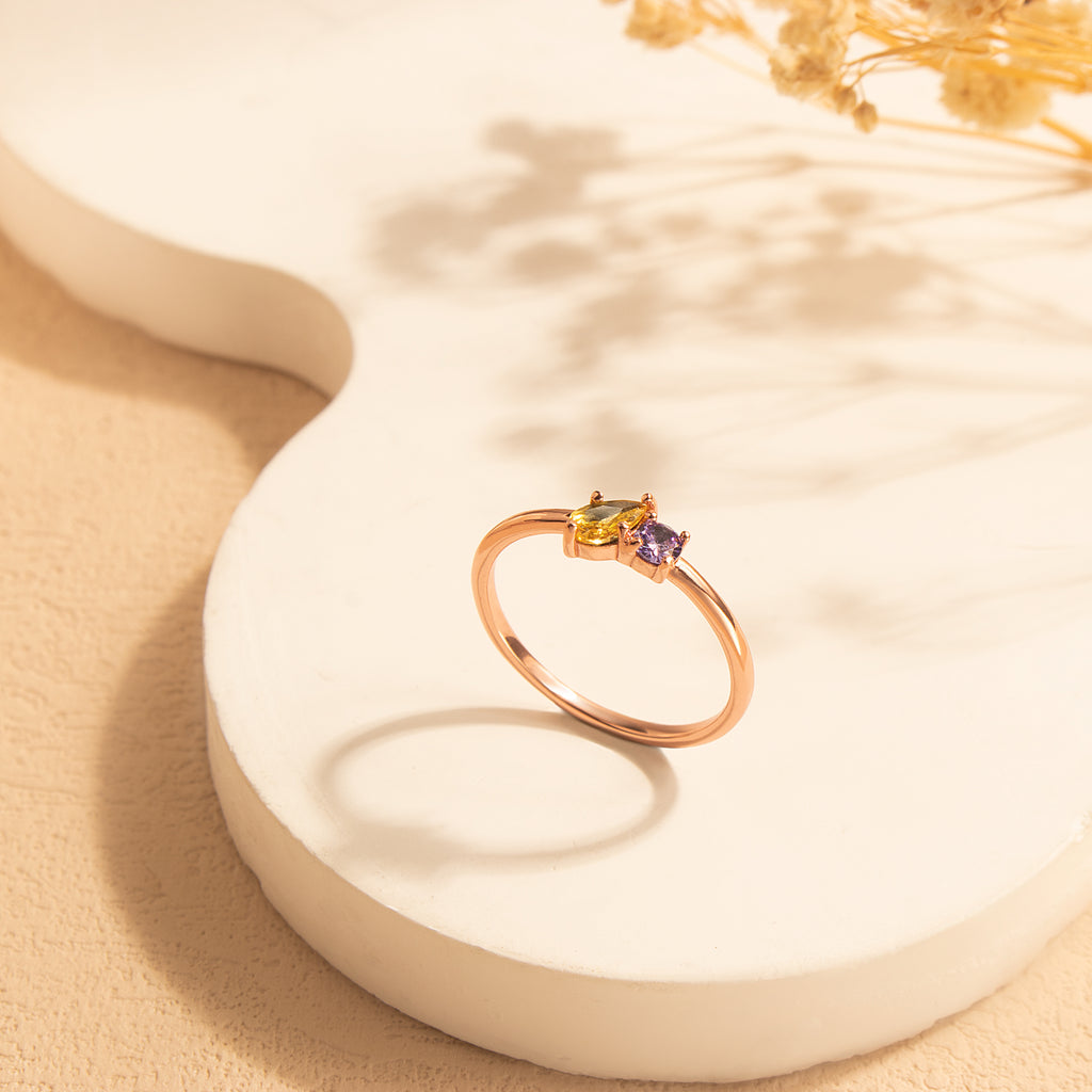 Round & Teardrop Shaped Birthstone Ring