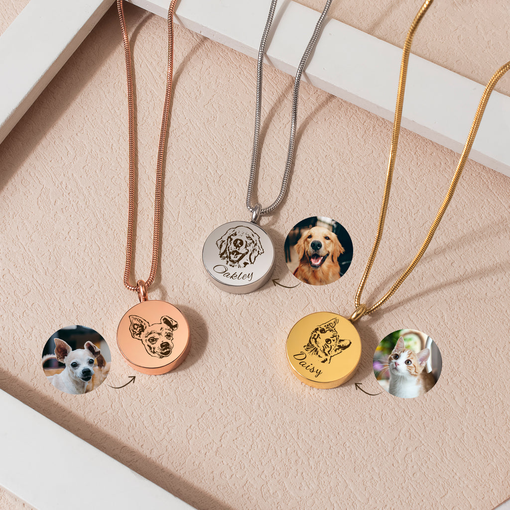 Pet Portrait Round Memorial Necklace