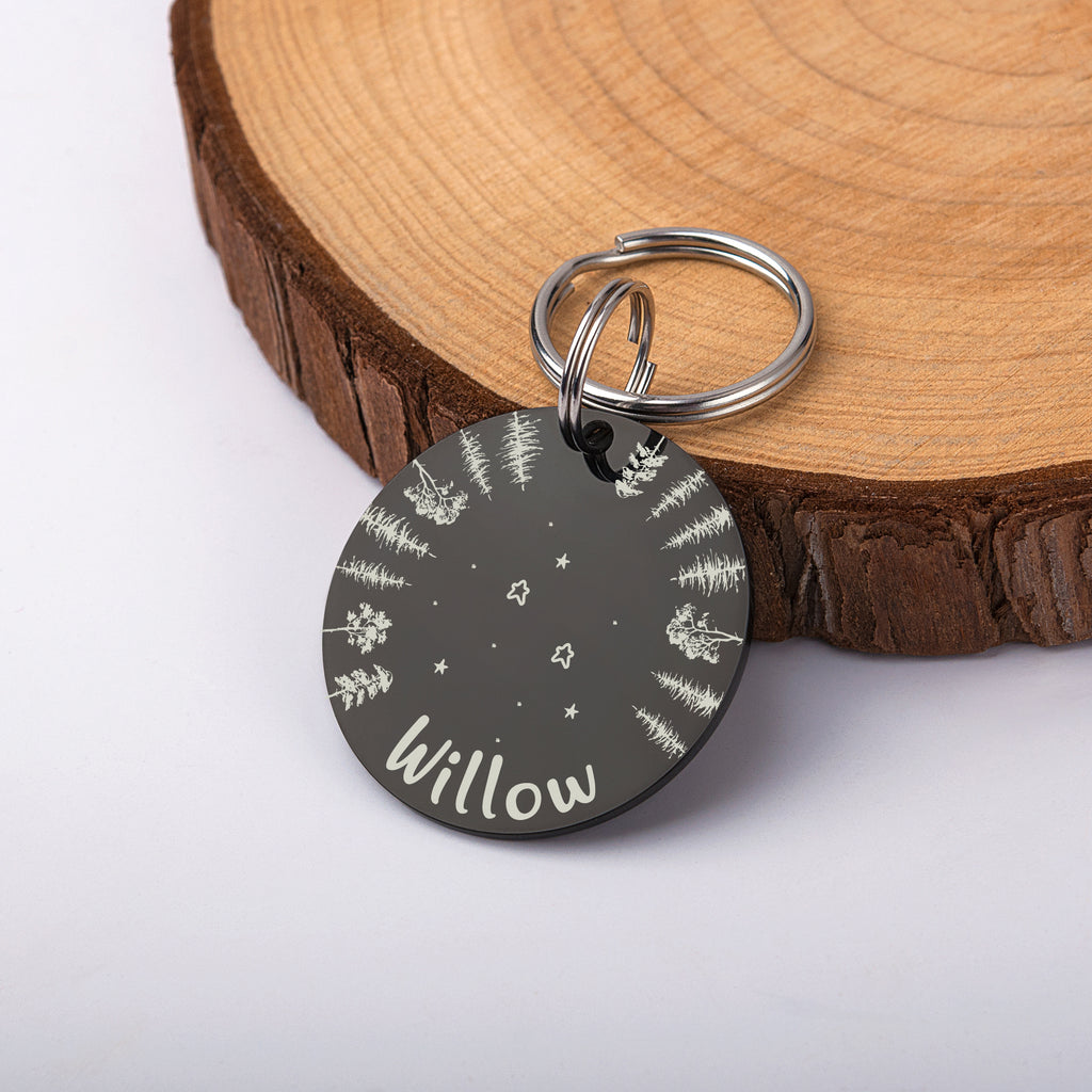 Woods Starry Sky Round Pet ID Dog Tag