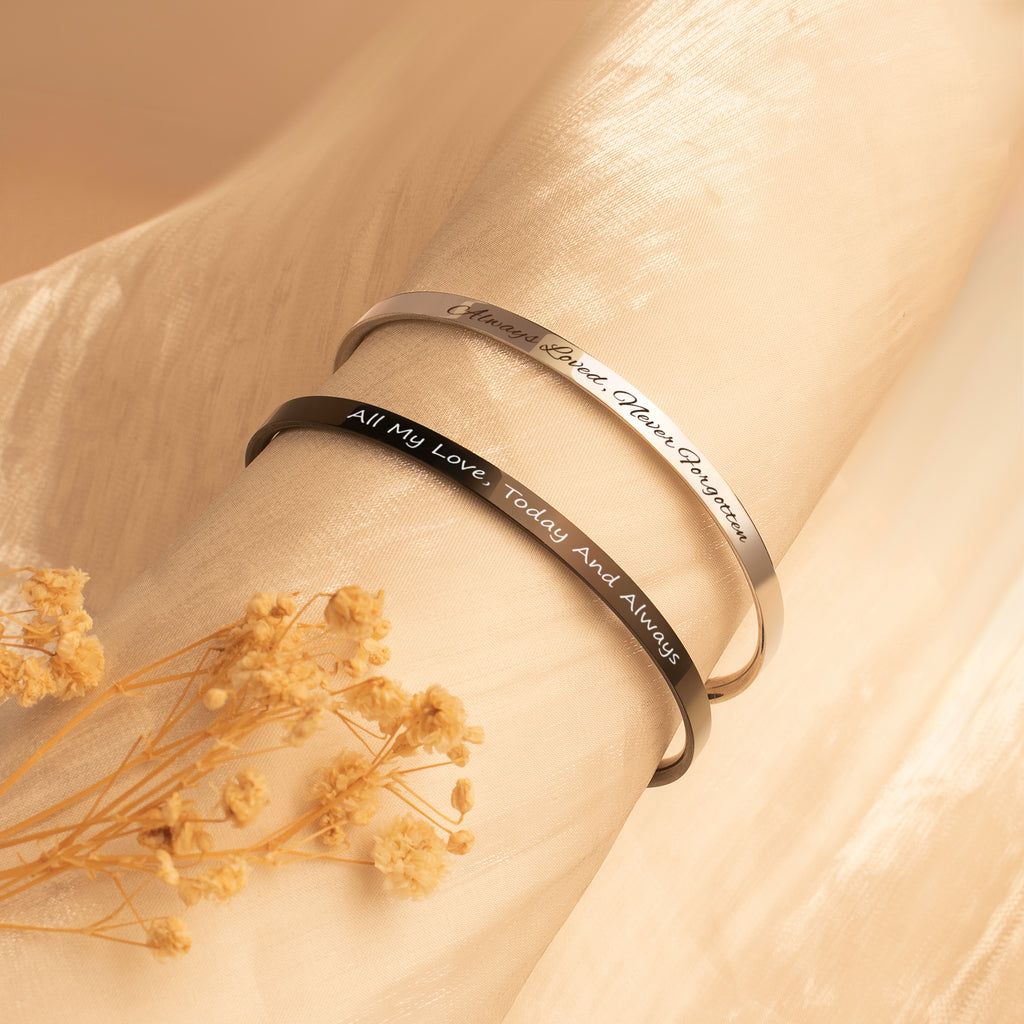 Dainty Memorial Cuff Bangle