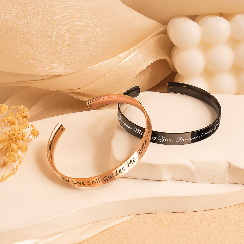 Custom 8mm Memorial Cuff Bangle – Remembrance Keepsake