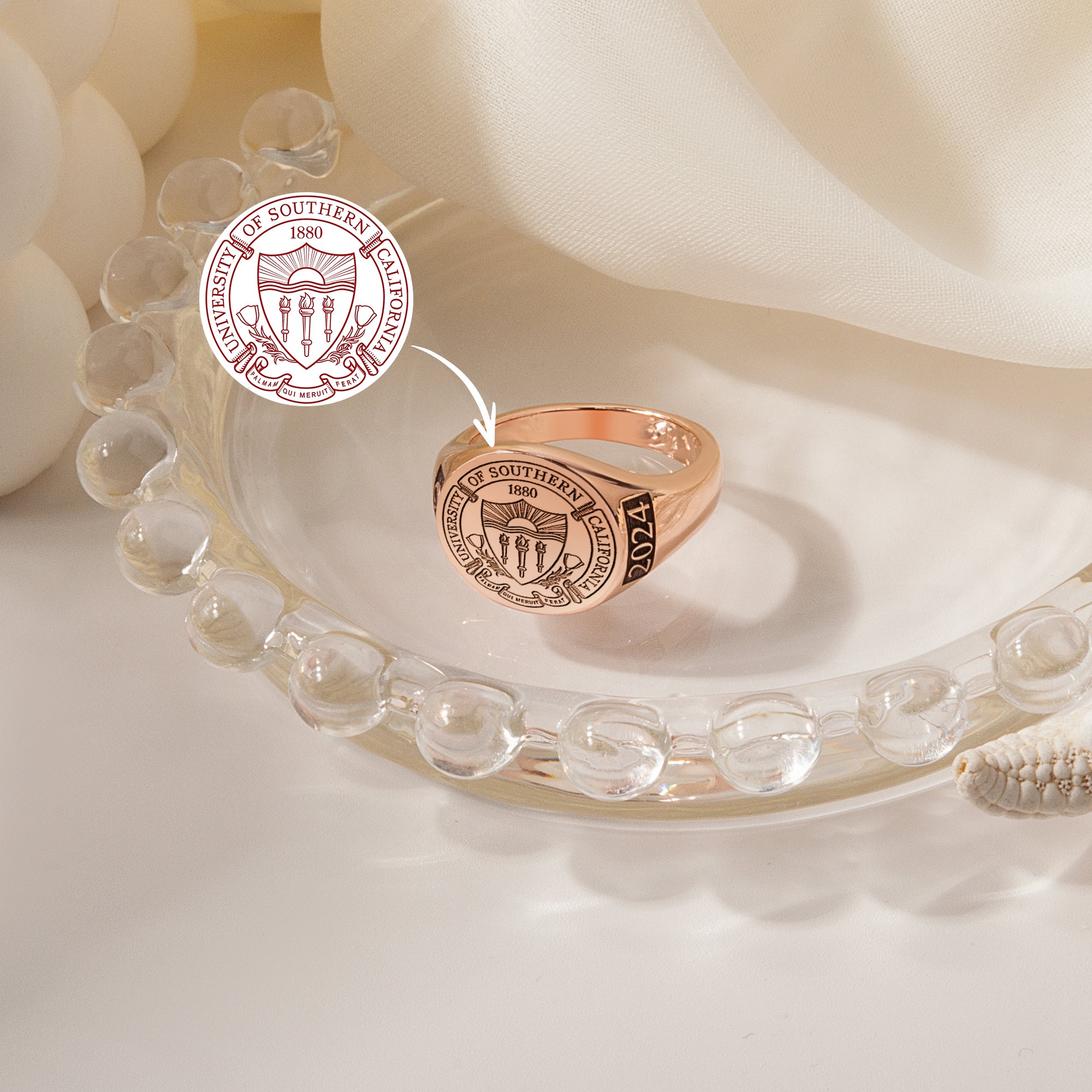Custom College Emblem Signet Ring