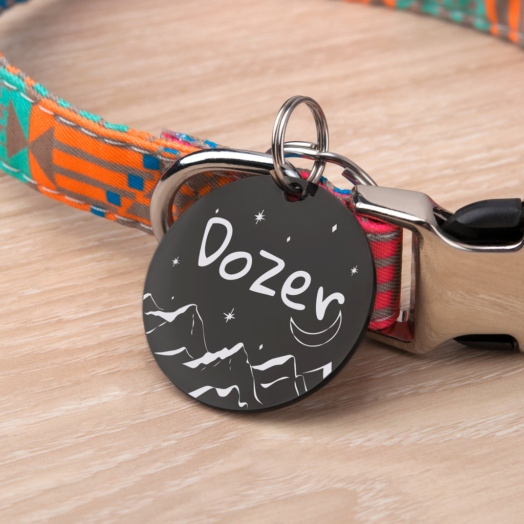 Mountain Moon Round Pet ID Dog Tag