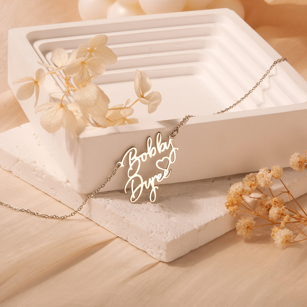 Couple's Name Necklace With Heart