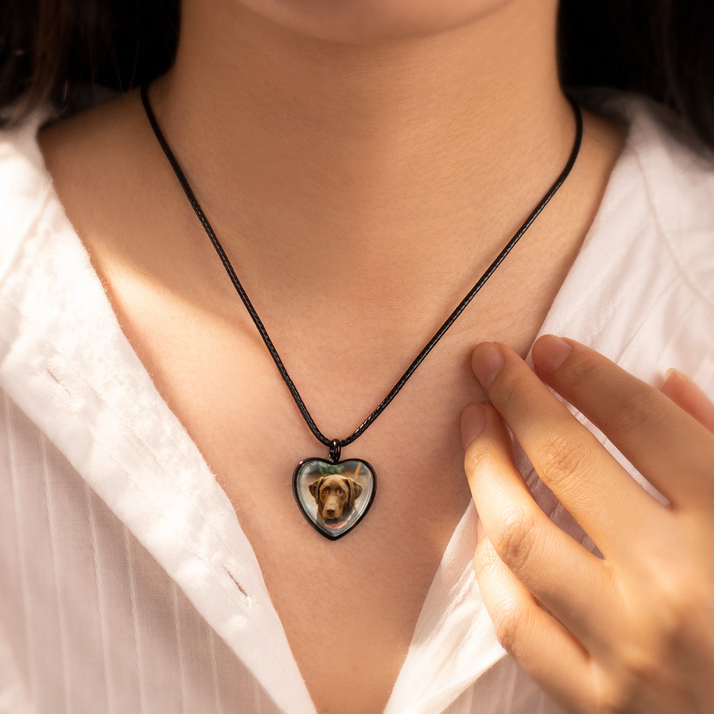 Heart Pet Memorial Ashes Holder Necklace with Photo