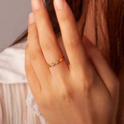 Personalized Birthstone XOXO Ring