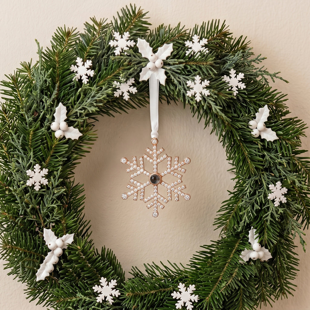 Rhinestone Snowflake Photo Projection Christmas Ornament