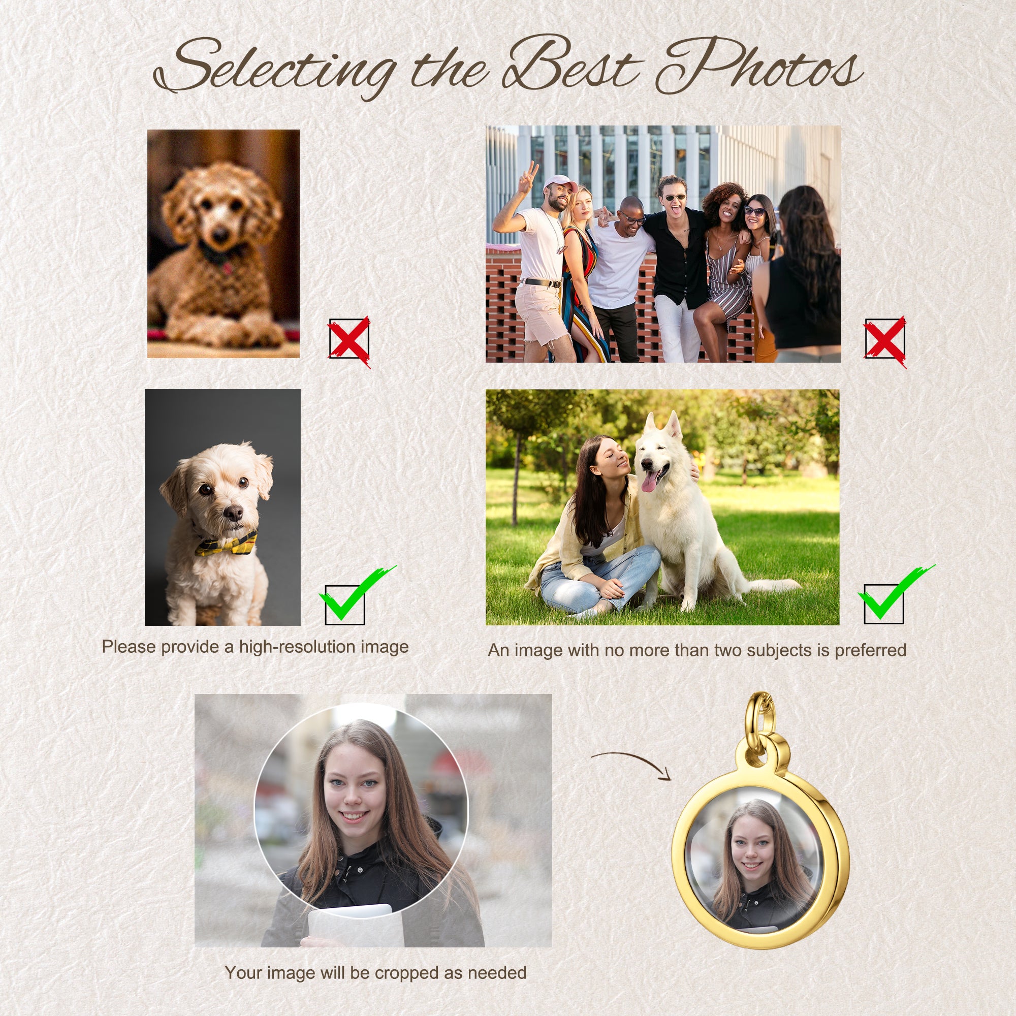 Round Pet Photo Necklace with Glass Dome Cab