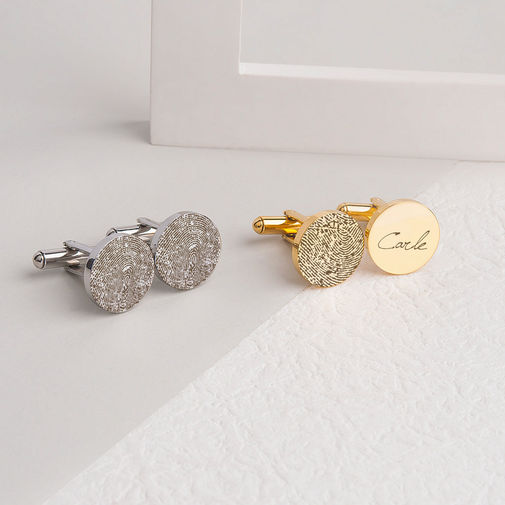 Round Fingerprint Cuff Links