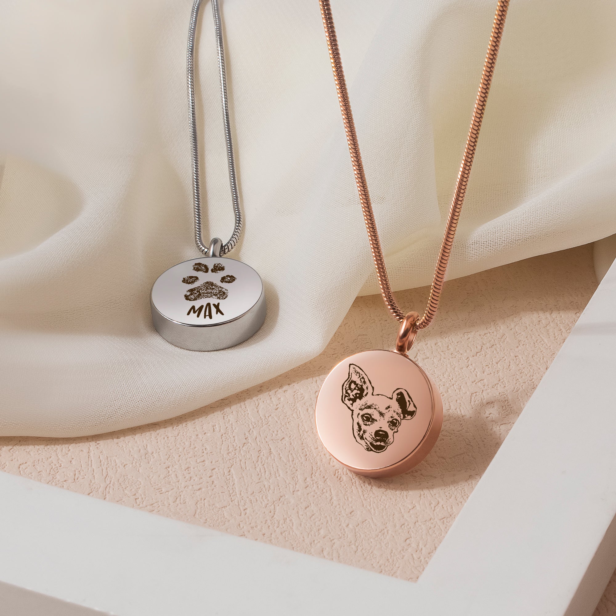 Pet Portrait Round Memorial Necklace