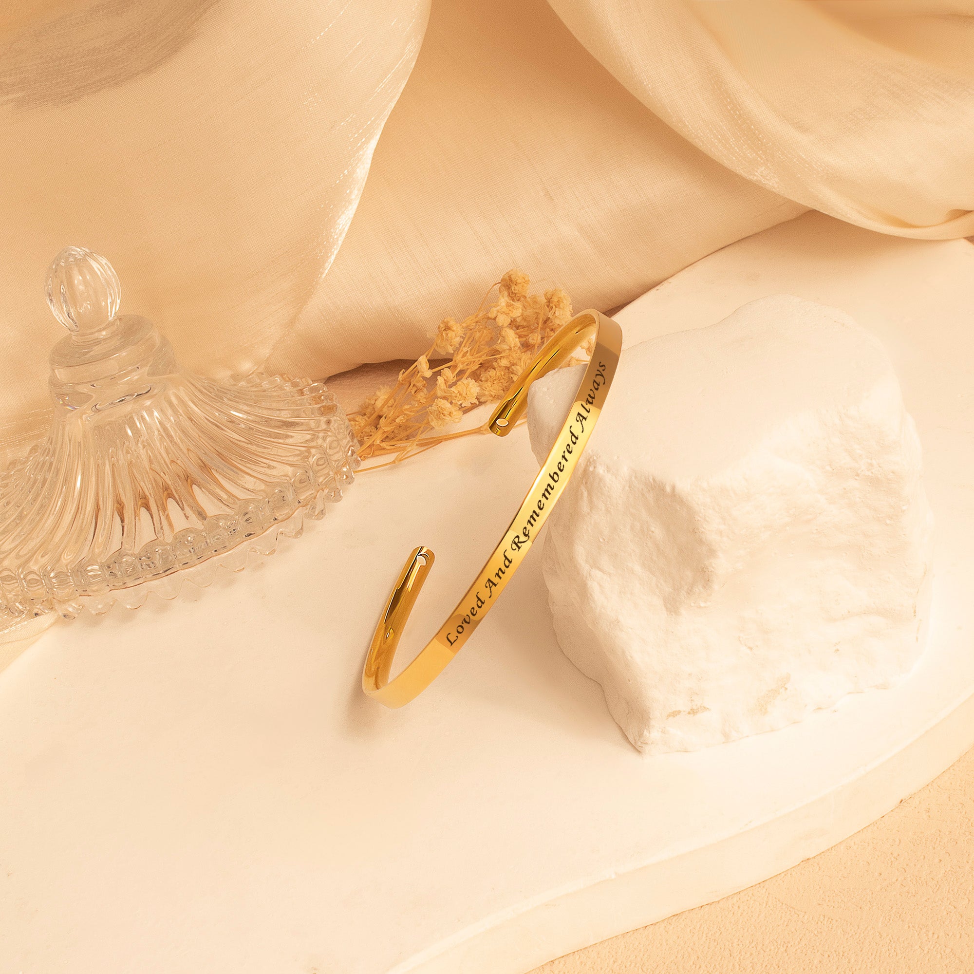 Dainty Memorial Cuff Bangle