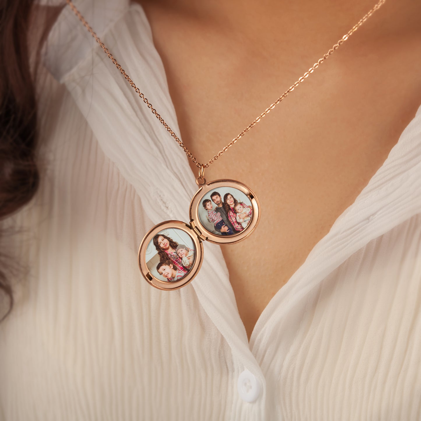 Custom 1-4 Flowers Photo Locket Necklace