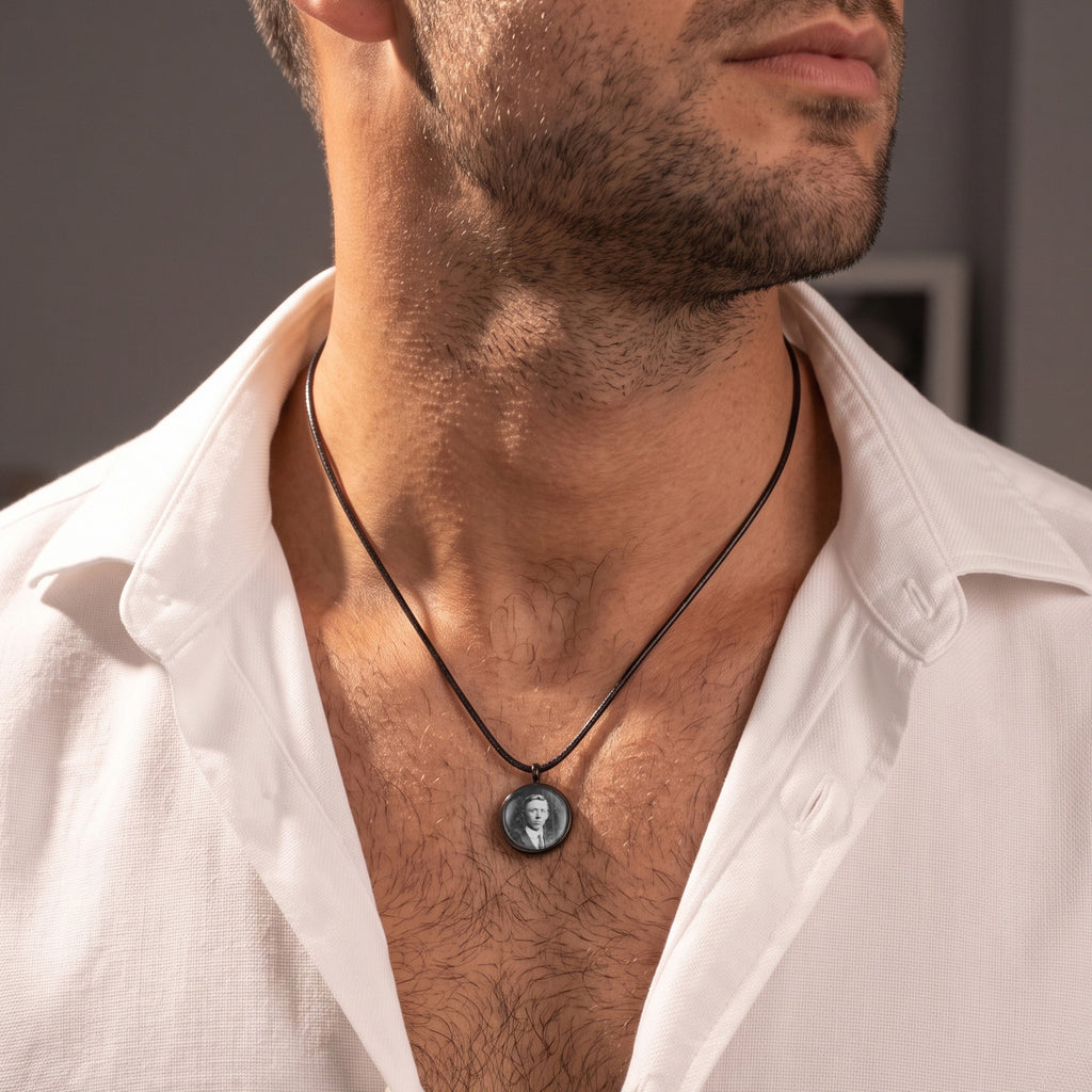 Round Memorial Ashes Holder Necklace with Photo