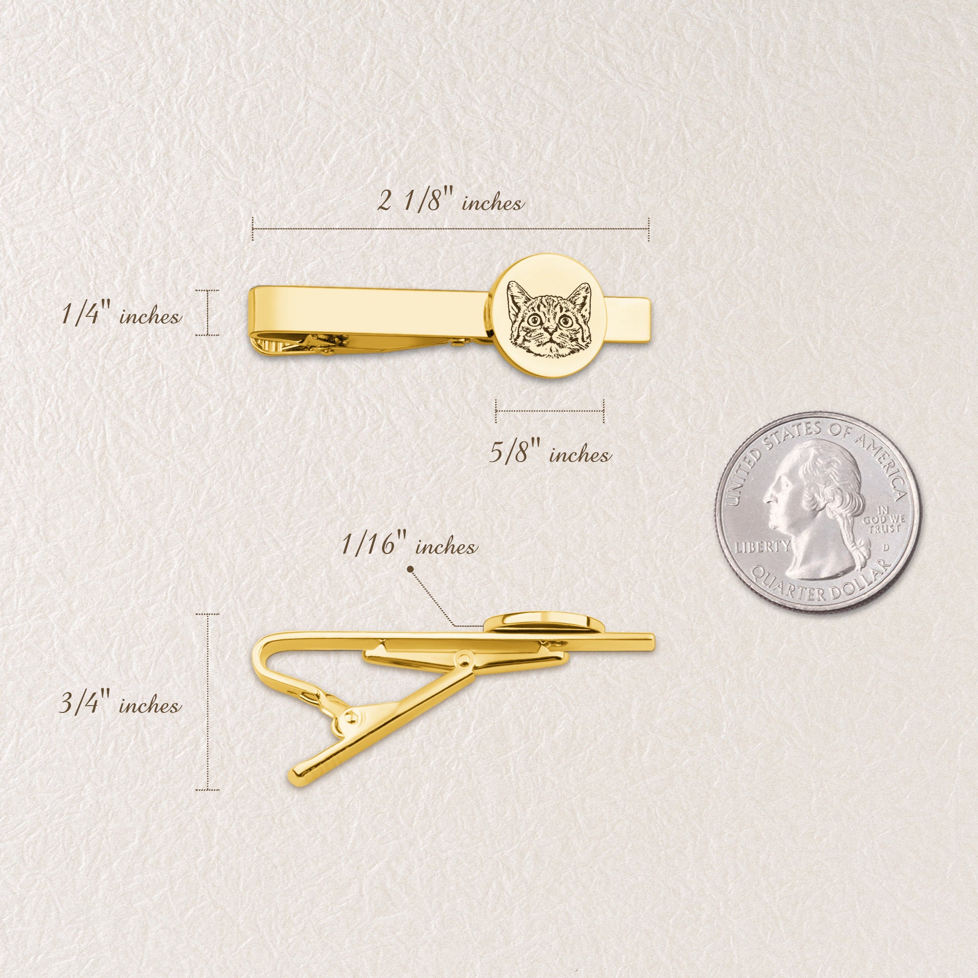 Custom Pet's Portrait Brass Tie Clip
