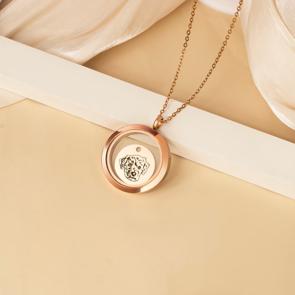 Pet Portrait Charm Locket Necklace