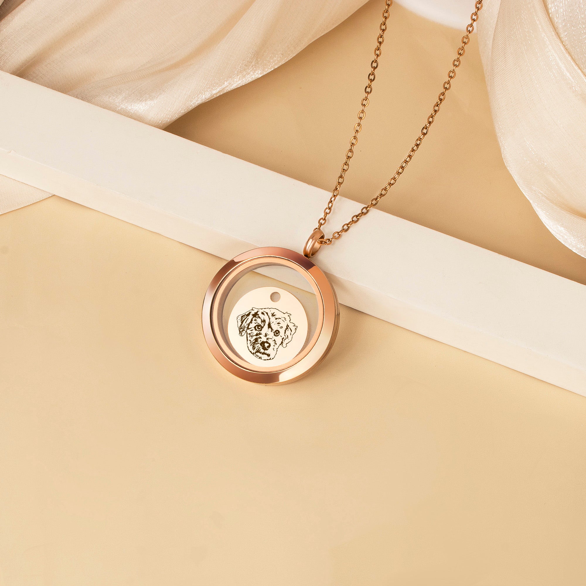 Pet Portrait Charm Locket Necklace