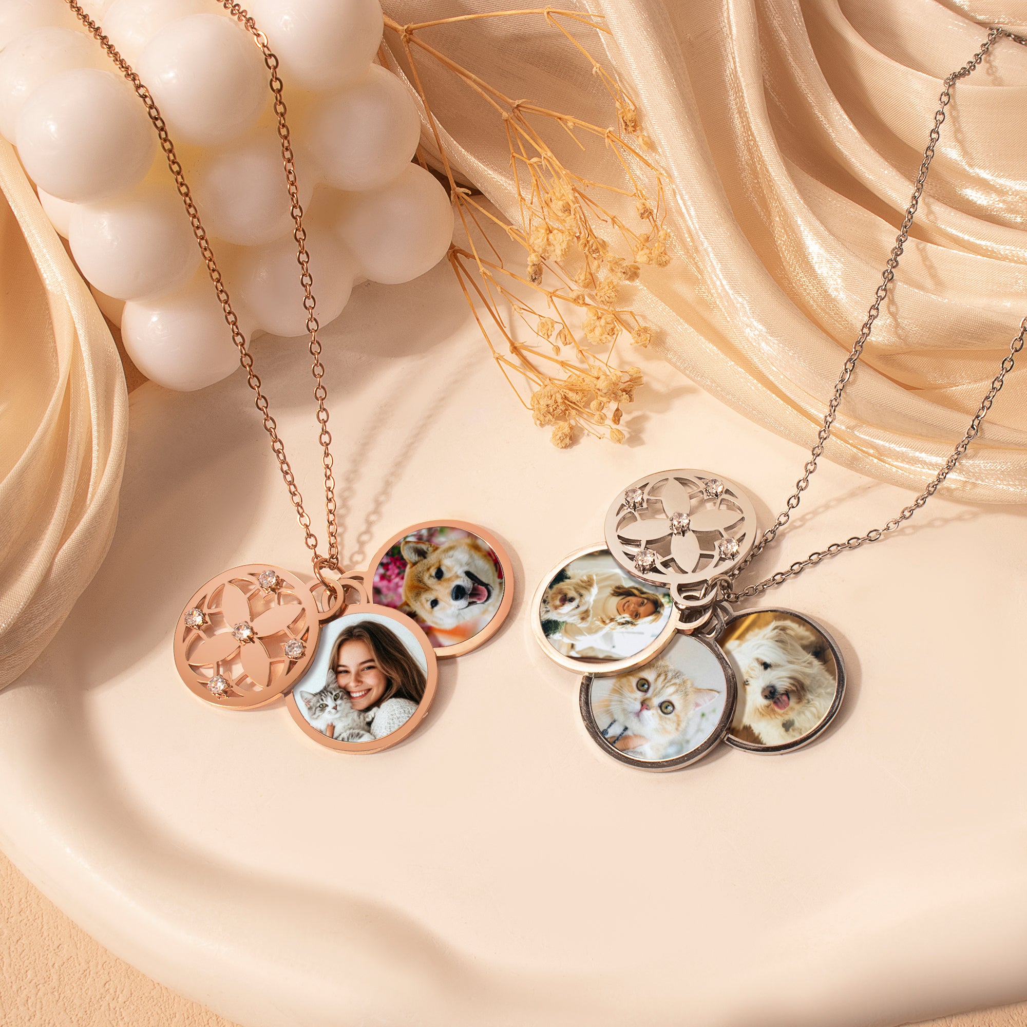 Four Leaf Pet Memorial Photo Necklace