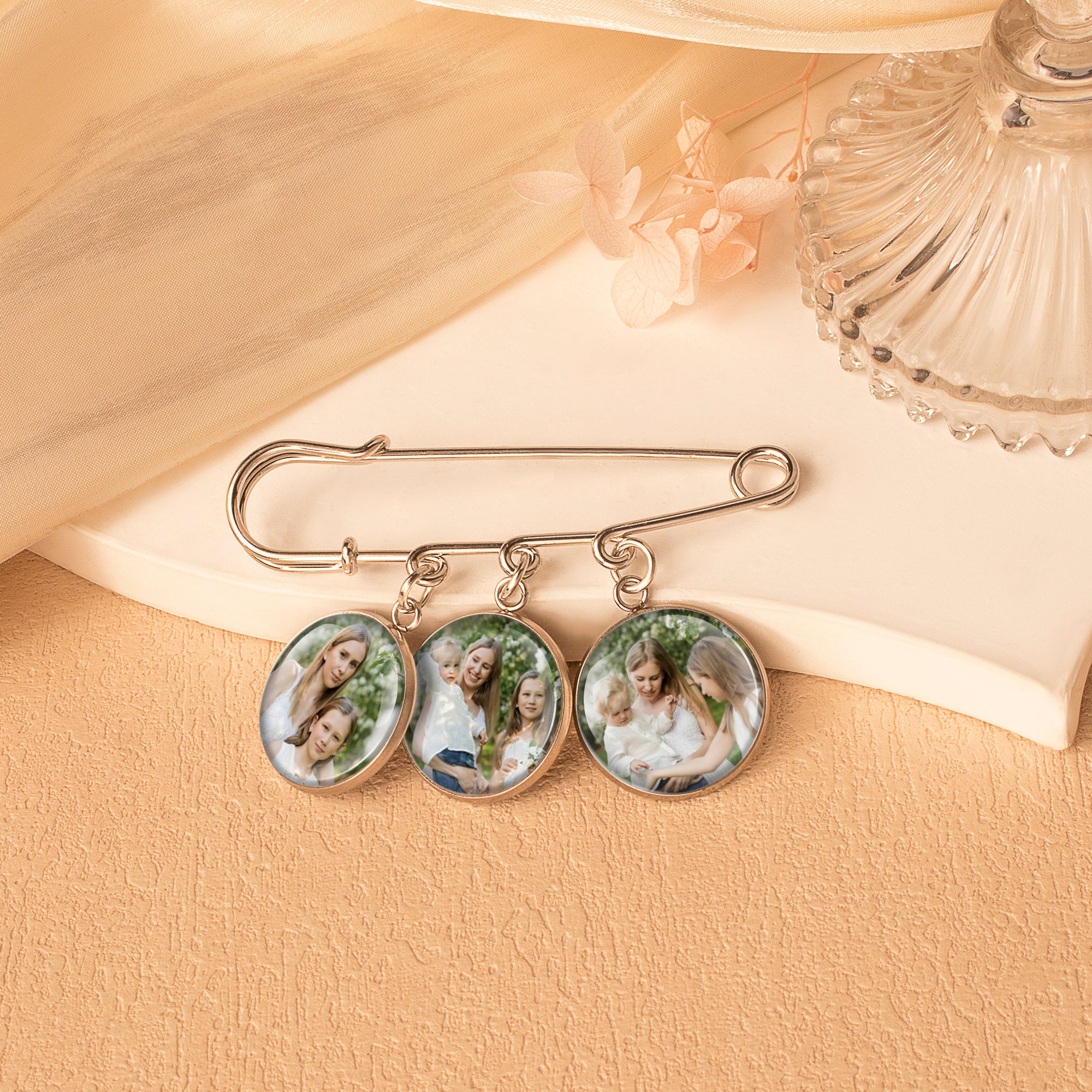 Memorial Photo Brooch Lapel Pin