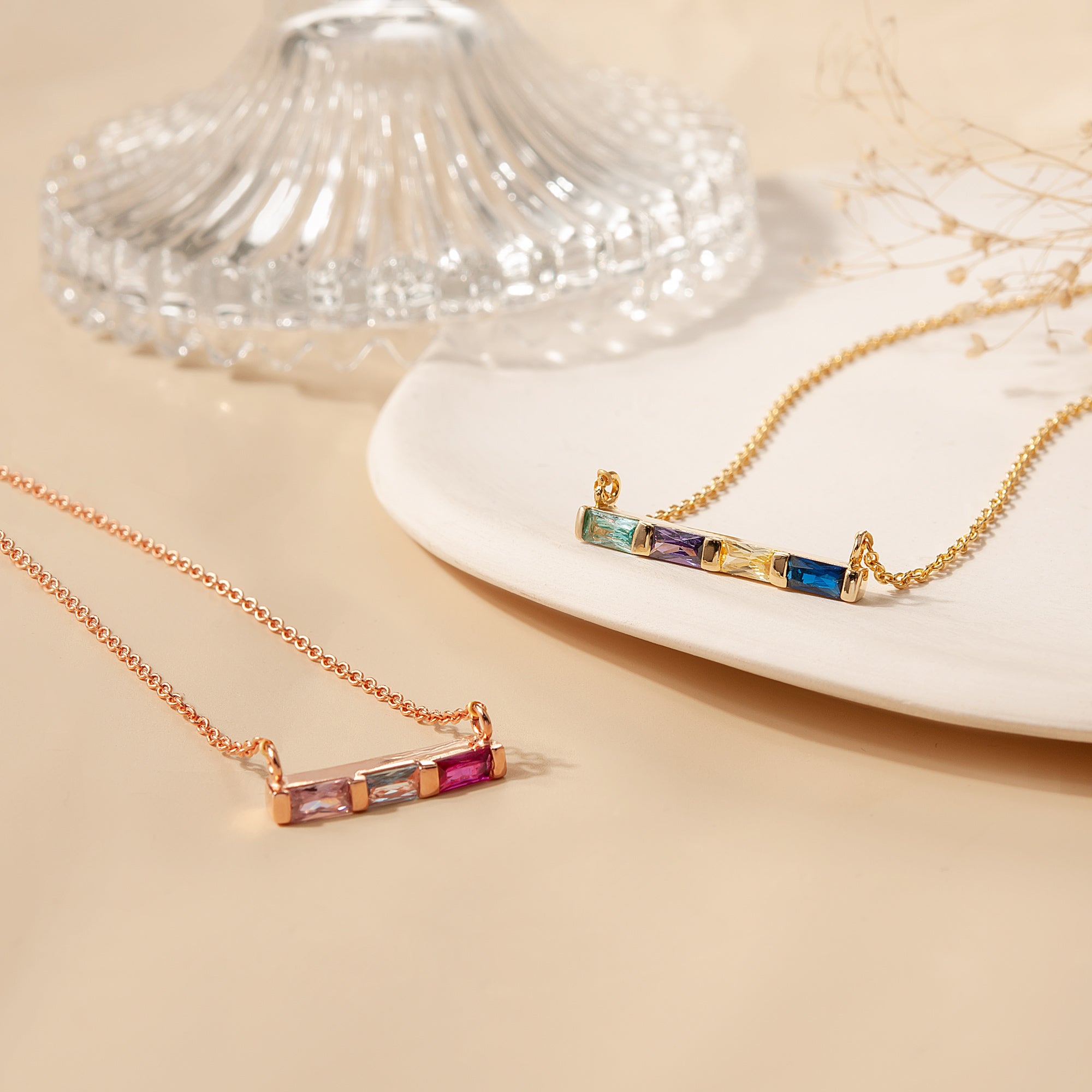 Birthstone Baguette Bar Necklace