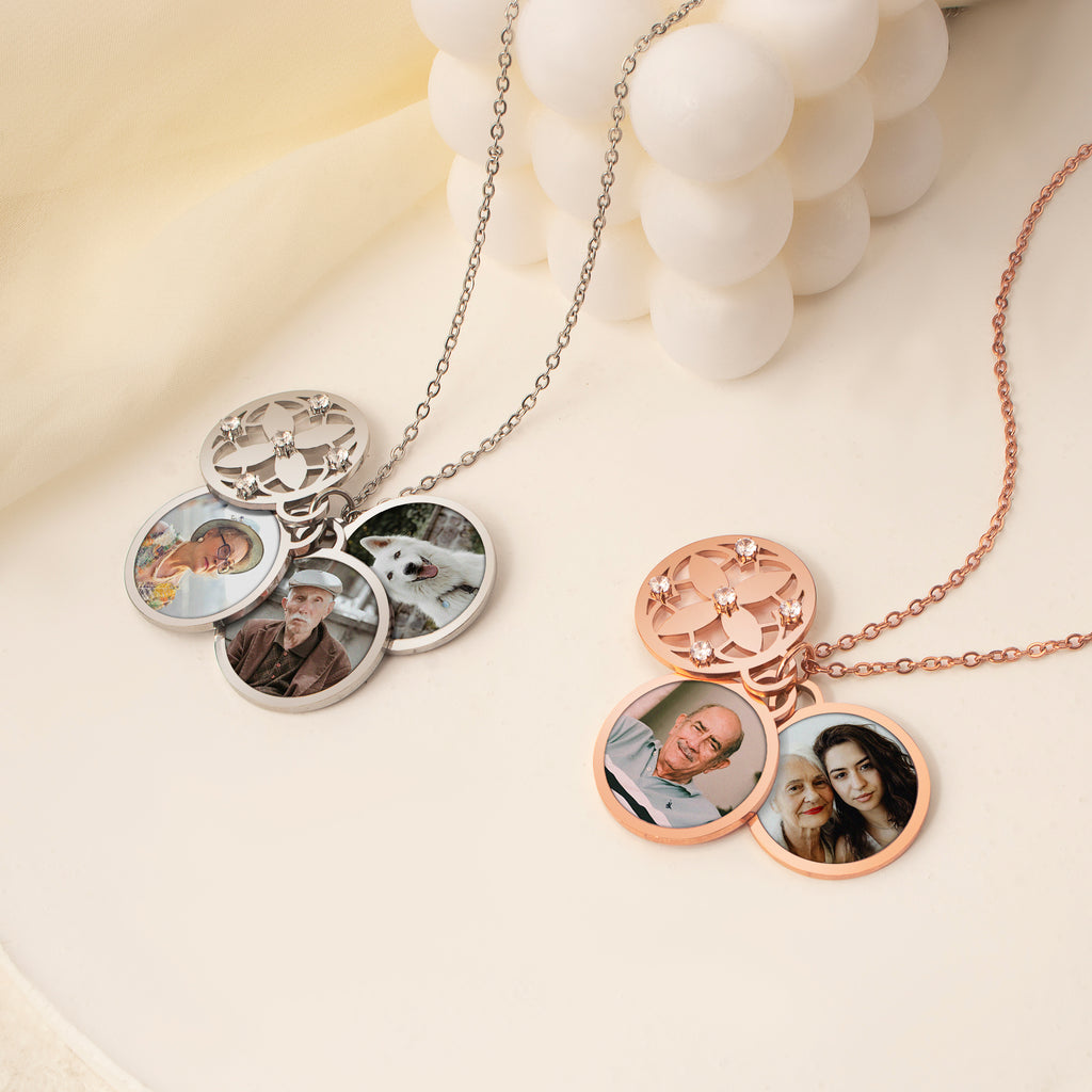 Four Leaf Memorial Photo Necklace