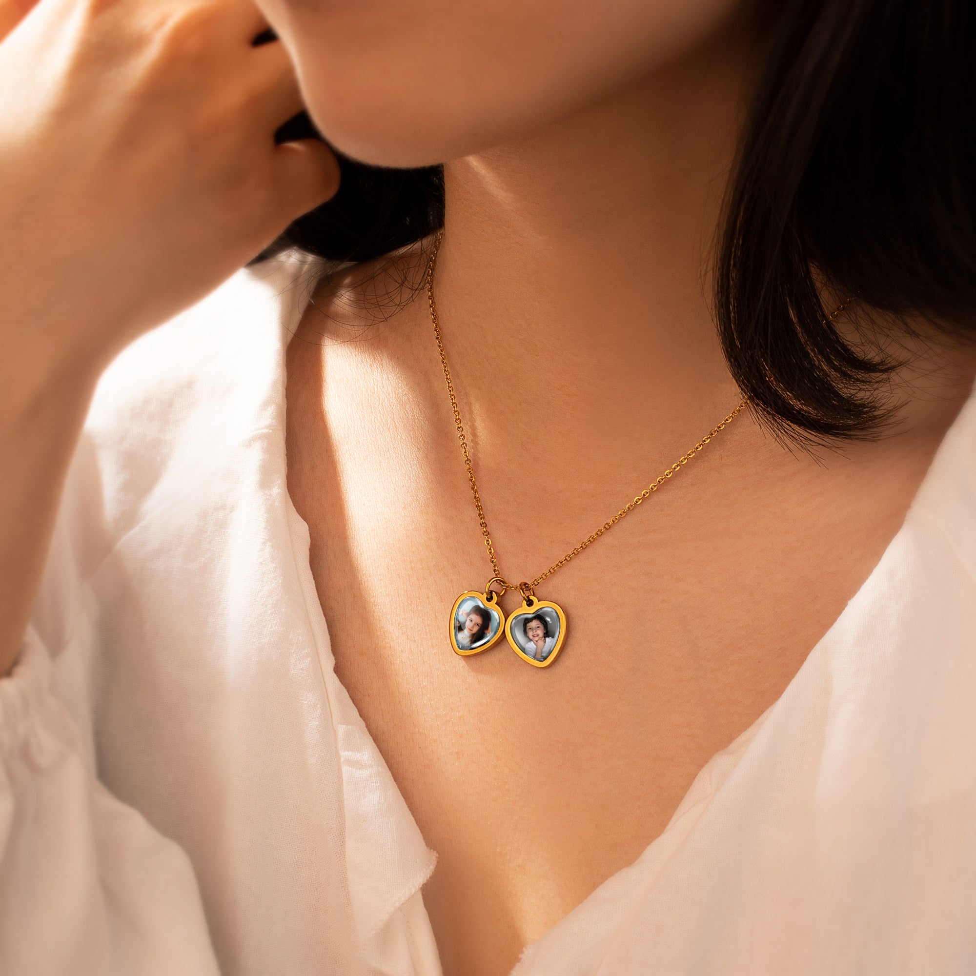 Heart Photo Necklace with Glass Dome Cab