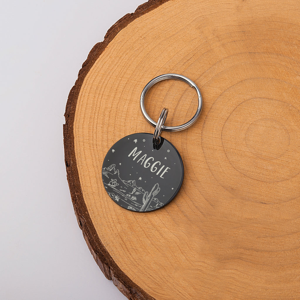 Desert Starry Sky Round Pet ID Dog Tag