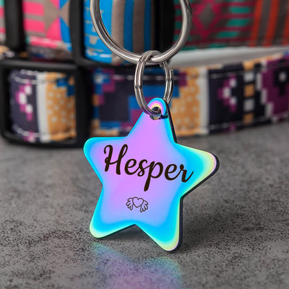 Personalized Star Shaped Name and Icon Pet ID Dog Tag