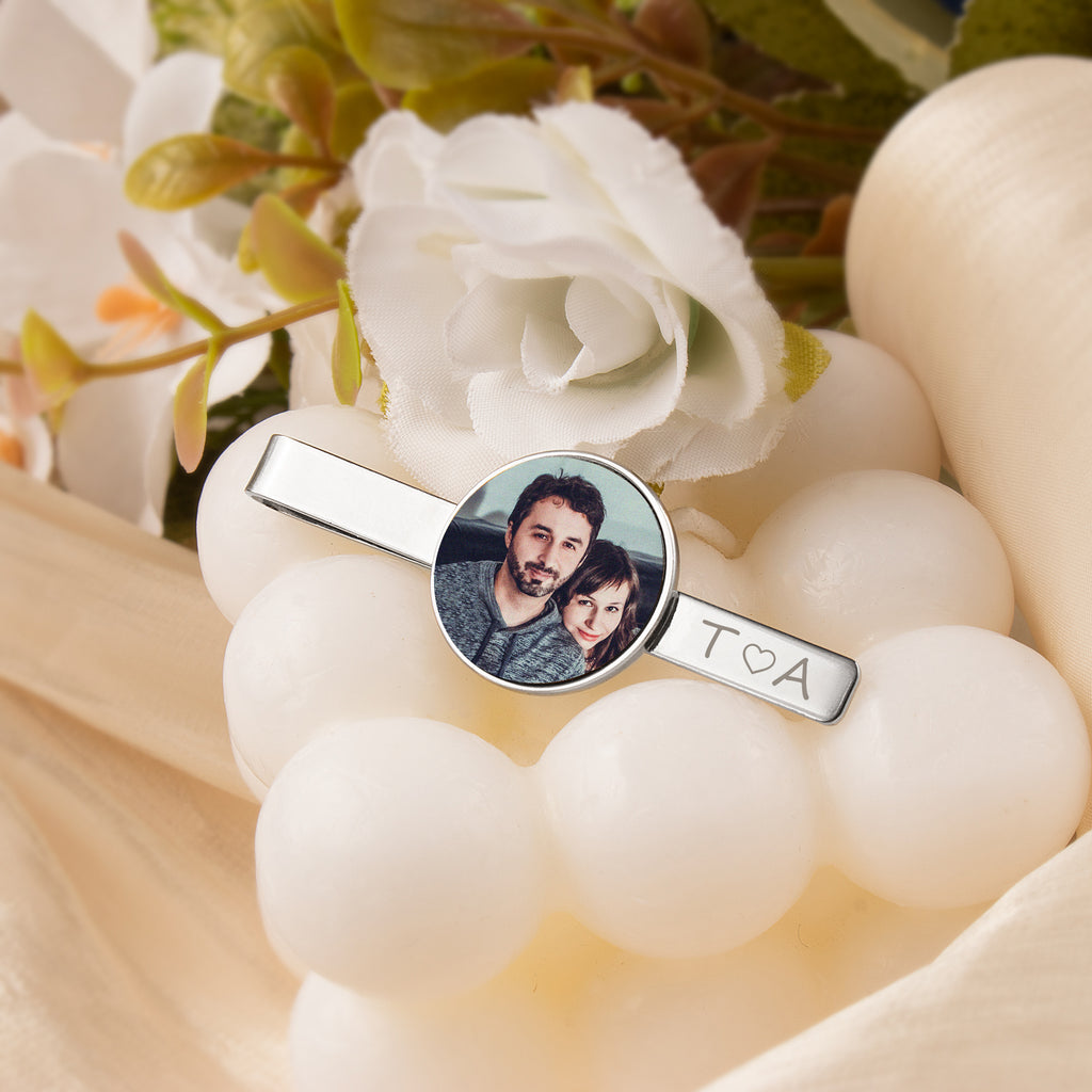 Custom Wedding Photo Tie Clip
