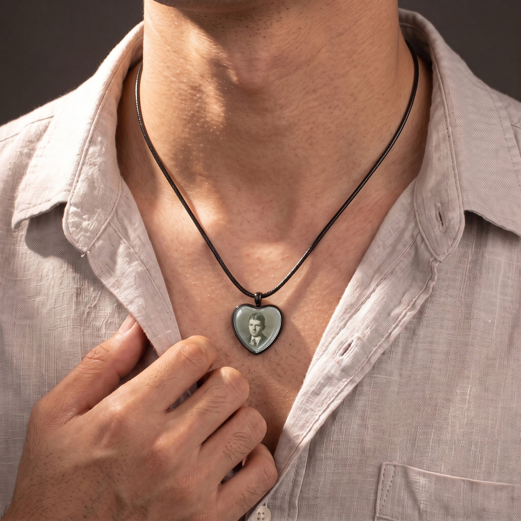 Heart Memorial Ashes Holder Necklace with Photo