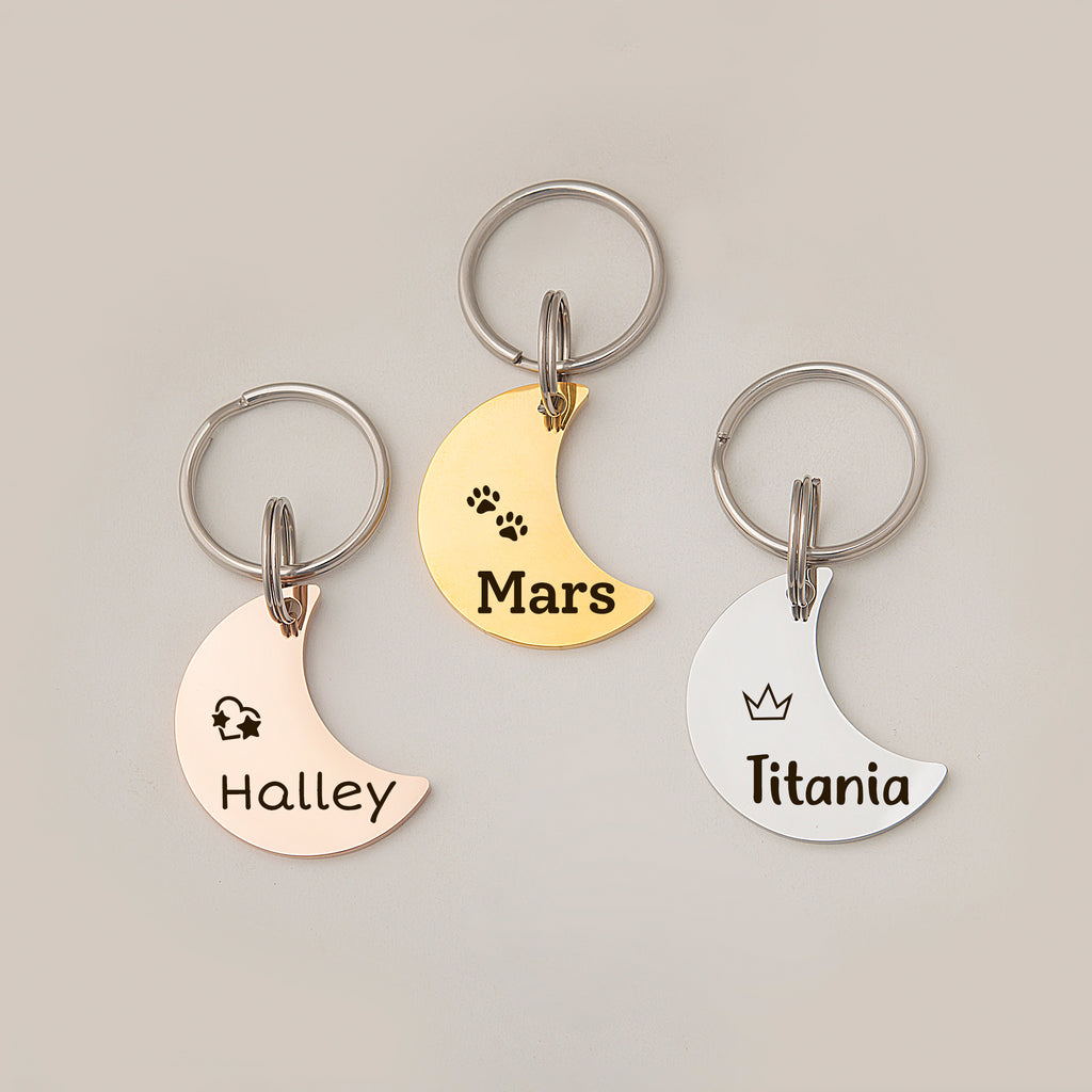 Personalized Moon Shaped Pet ID Dog Tag for Pets