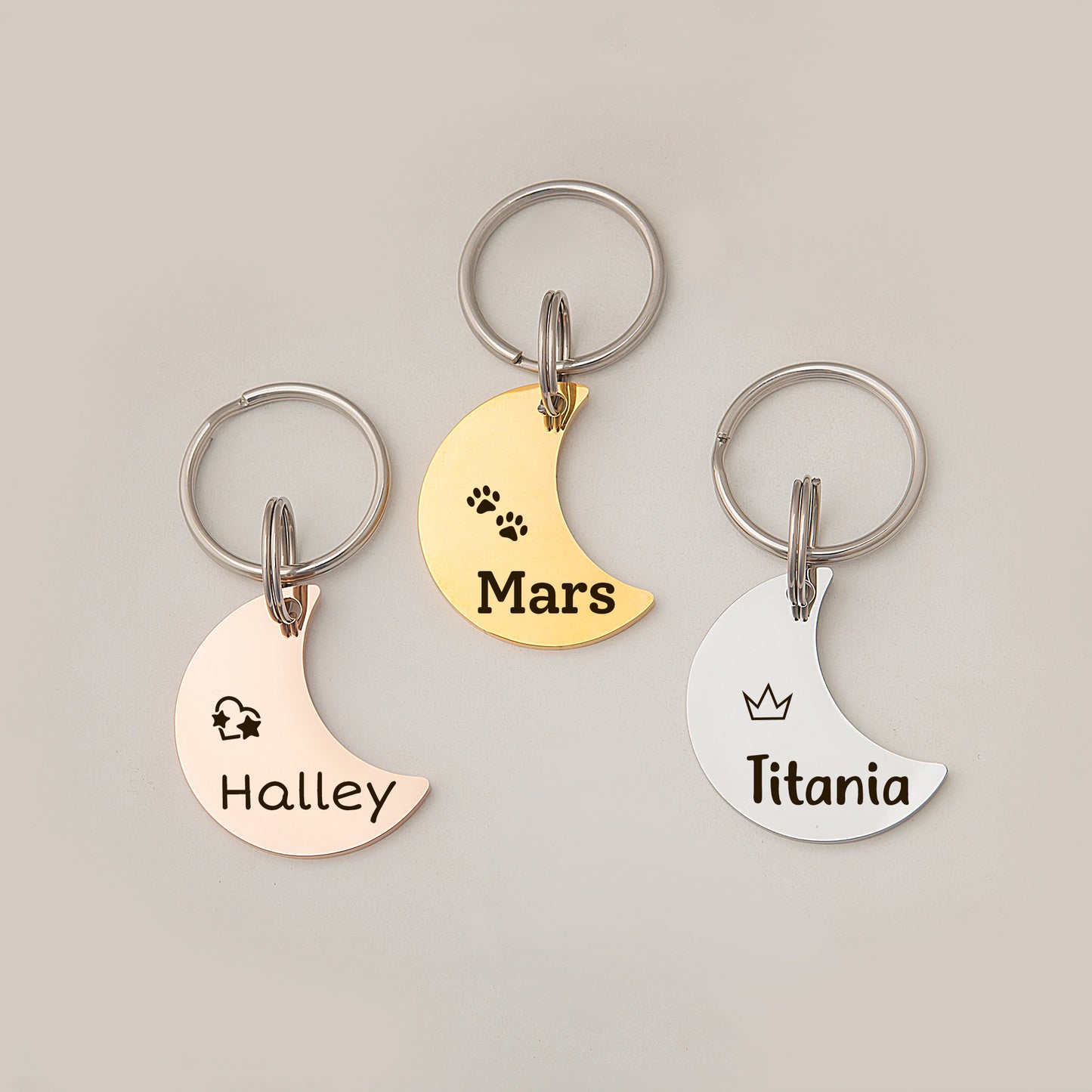 Personalized Moon Shaped Pet ID Dog Tag for Pets