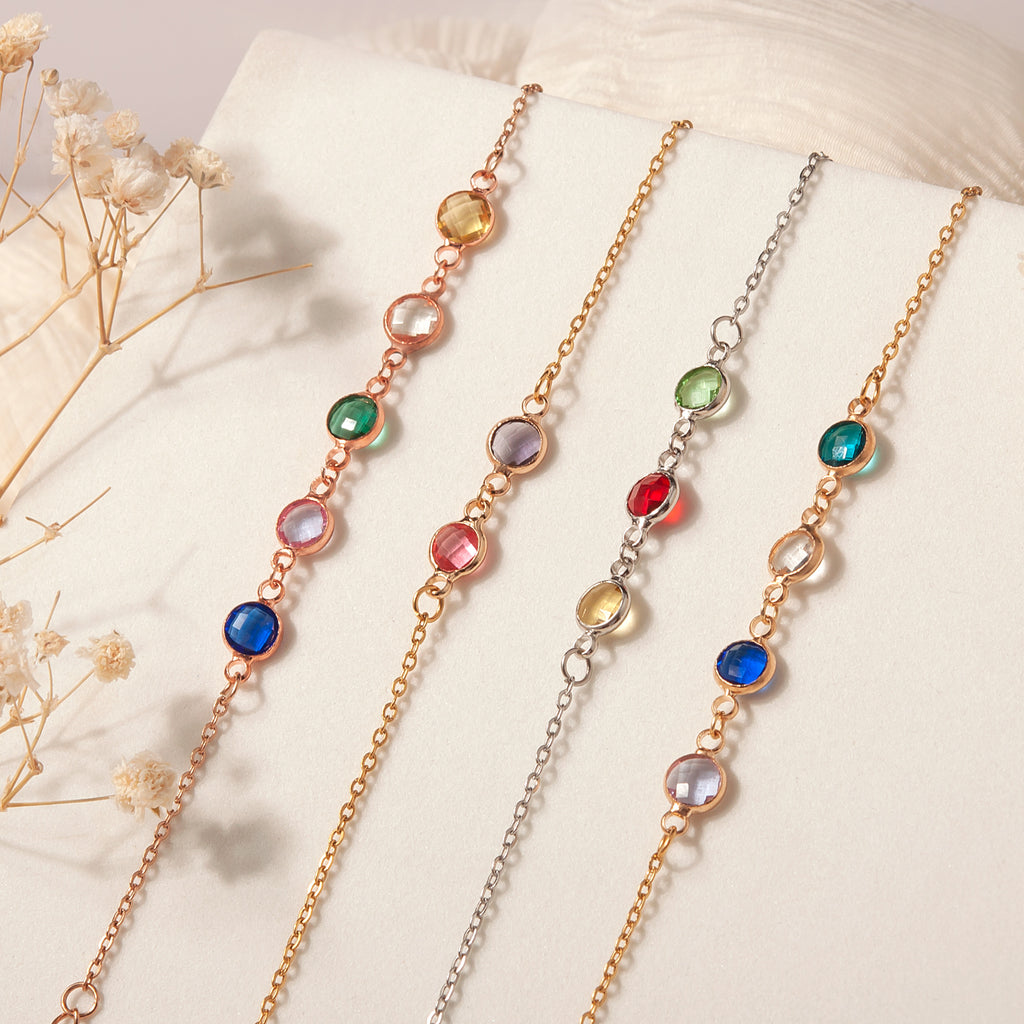 Birthstone Connecter Charm Bracelet