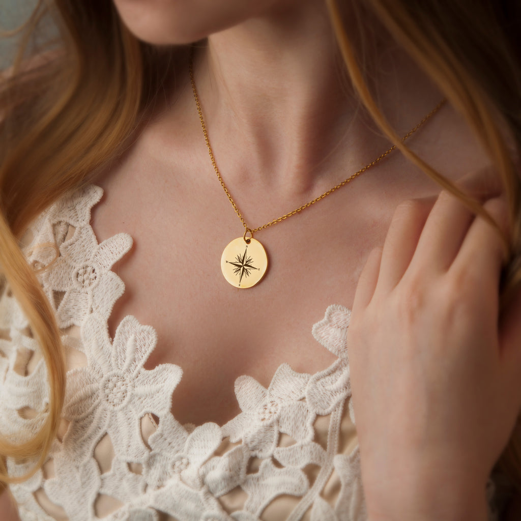 "Never Stop Exploring" Compass Necklace