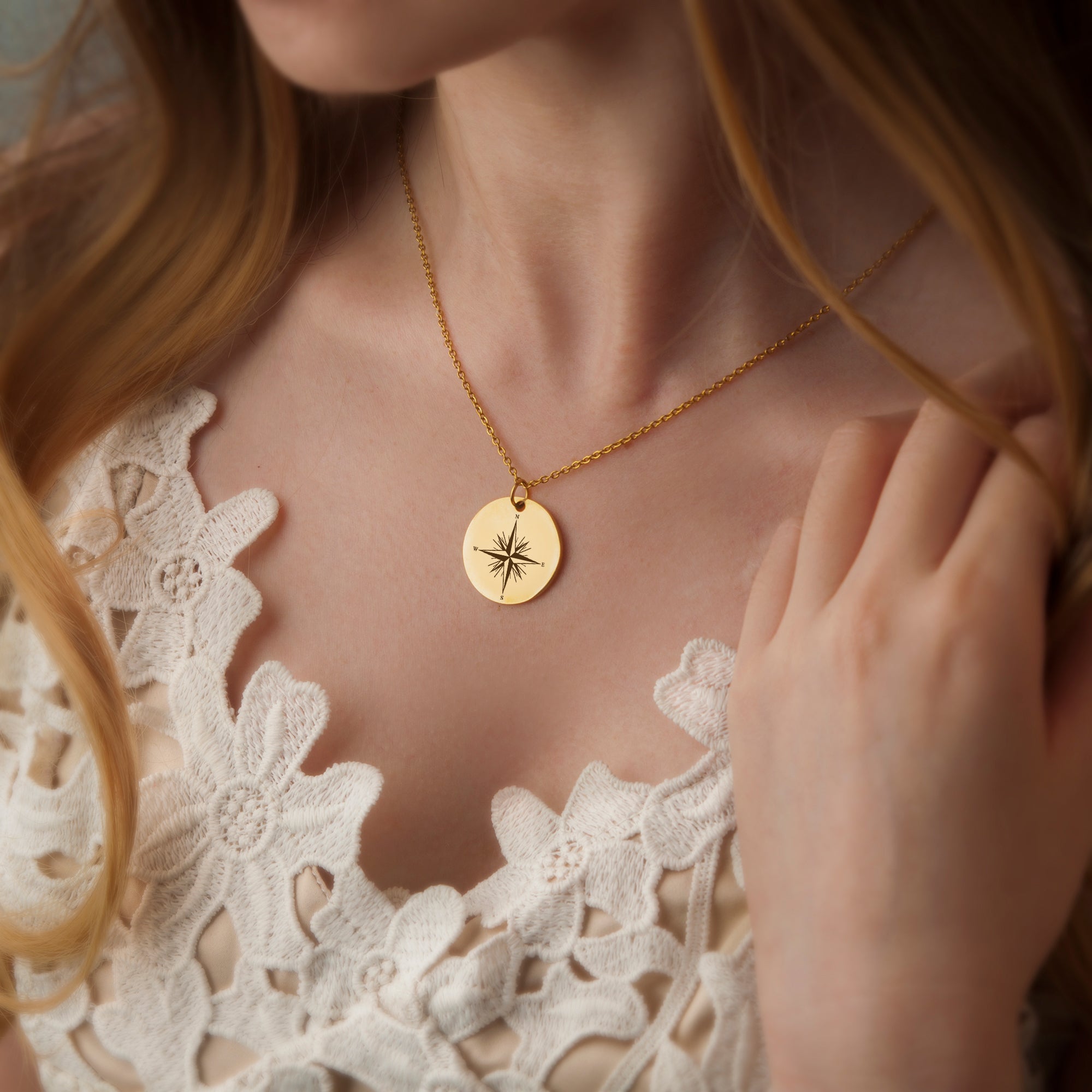 "Never Stop Exploring" Compass Necklace