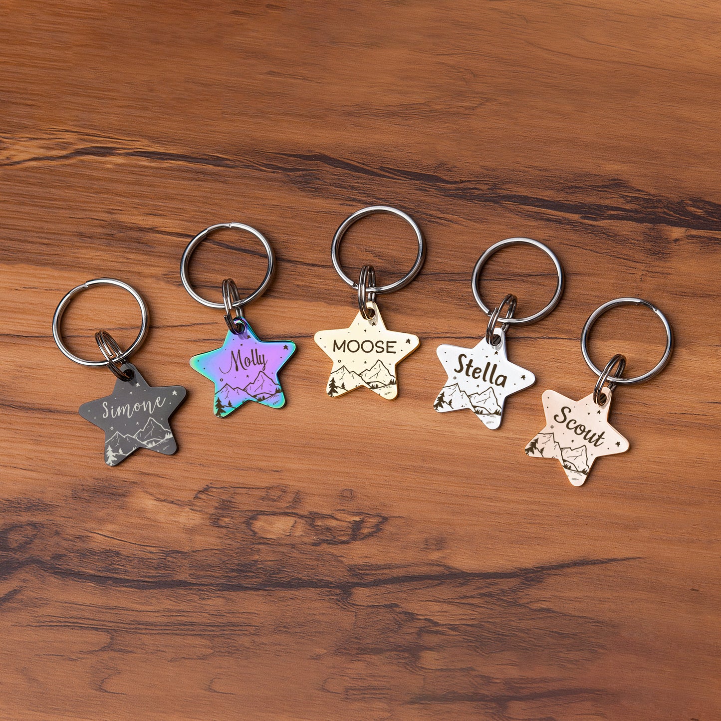 Star Shaped Mountain Starry Sky Themed Pet Tag