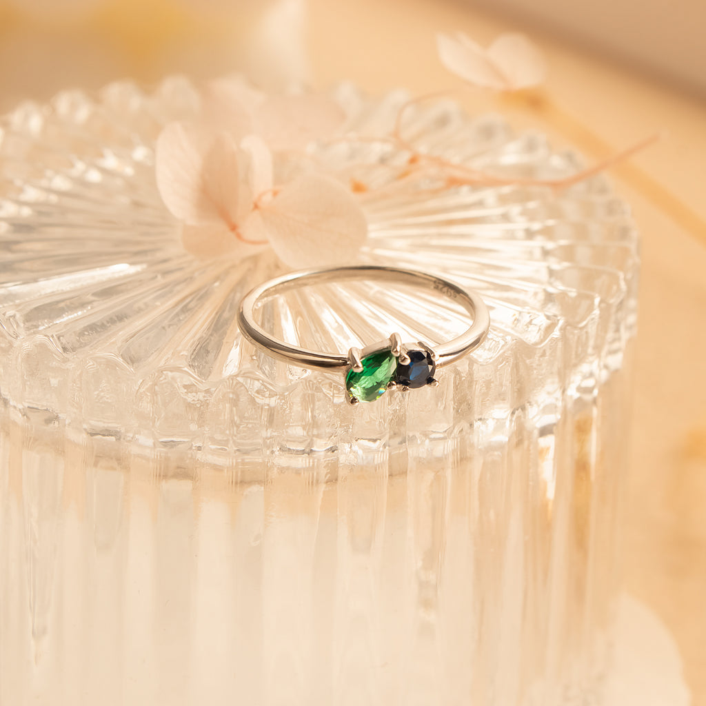 Round & Teardrop Shaped Birthstone Ring