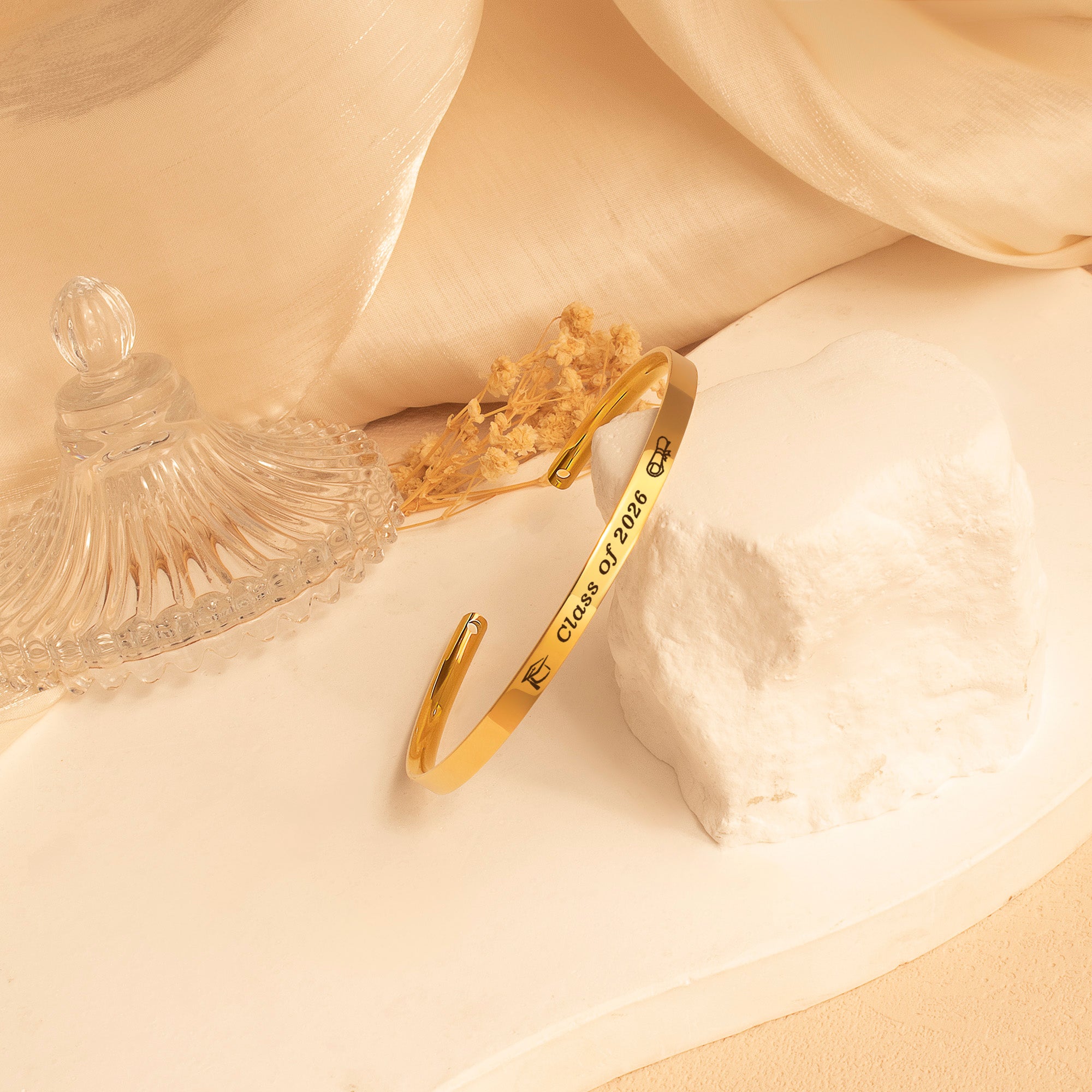 Dainty Graduation Cuff Bangle