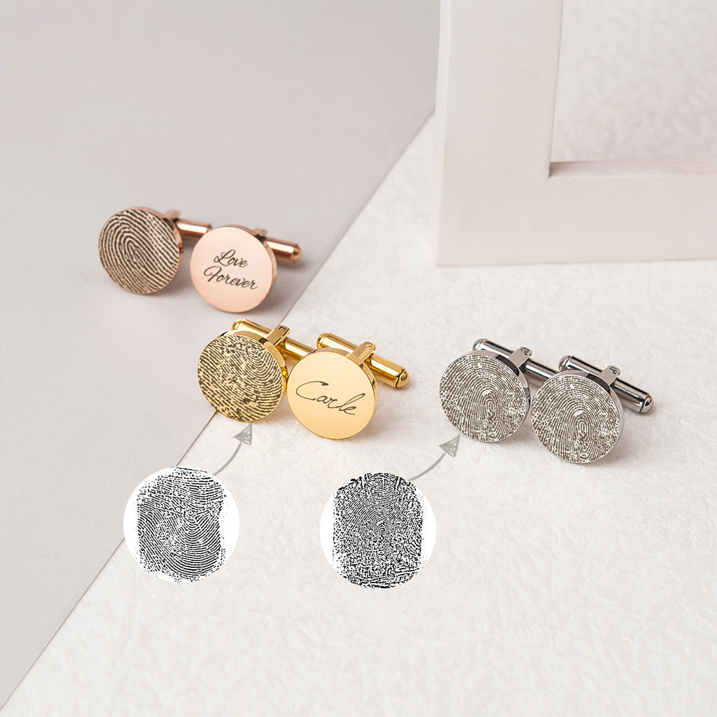 Round Fingerprint Cuff Links