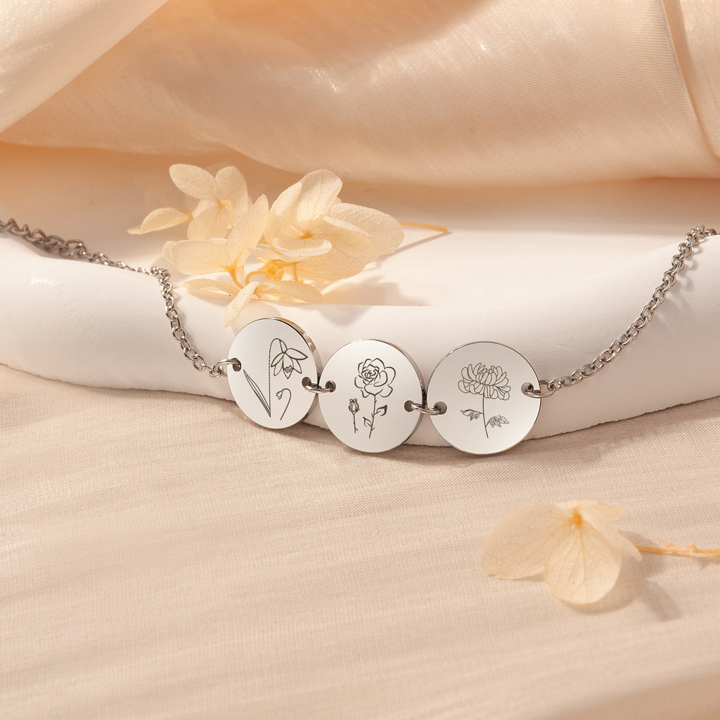 Personalized Flower Charm Bracelet