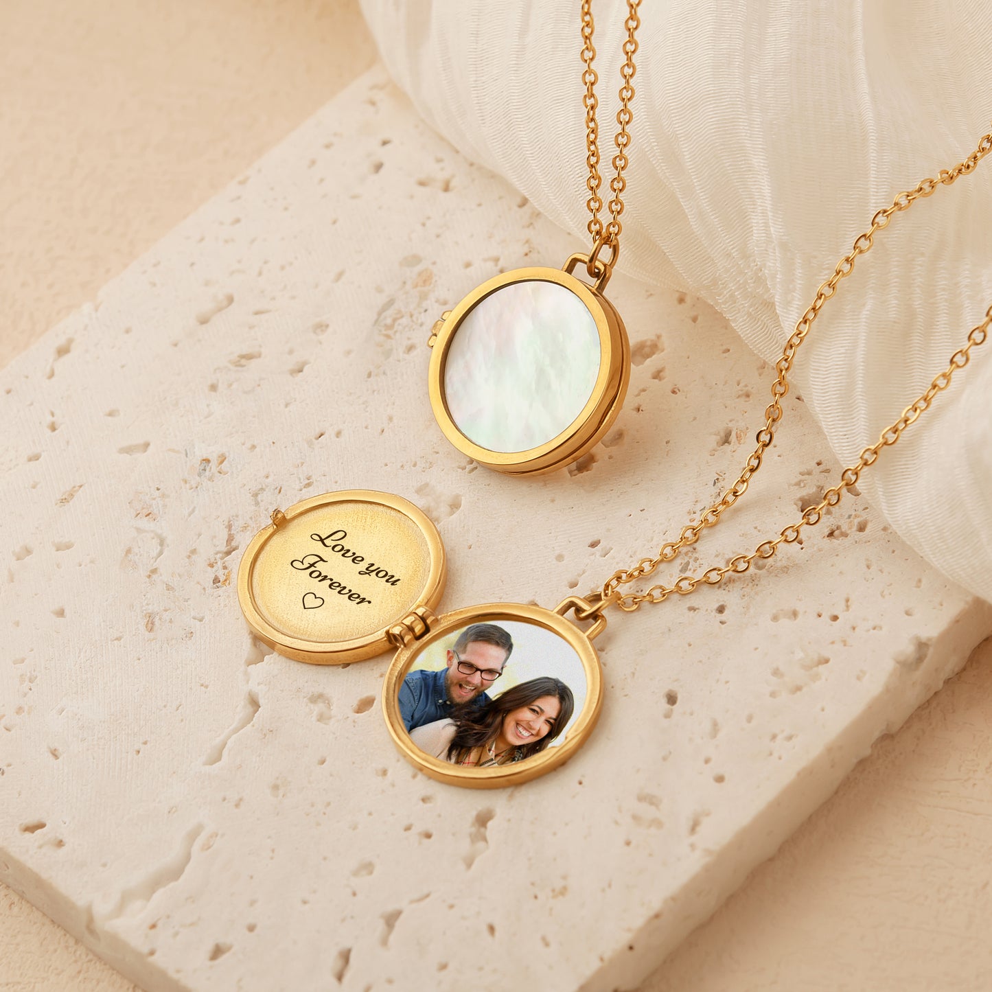 Pearl Photo Locket Necklace