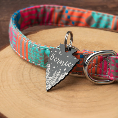 Personalized Arrowhead Shaped Woods and Stars Themed Pet ID Dog Tag