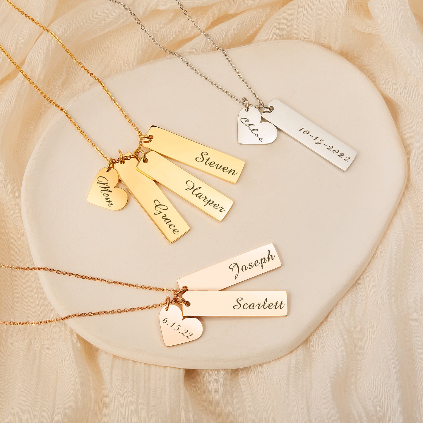 Custom Heart and Bar Name Necklace – Anavia Jewelry Gift