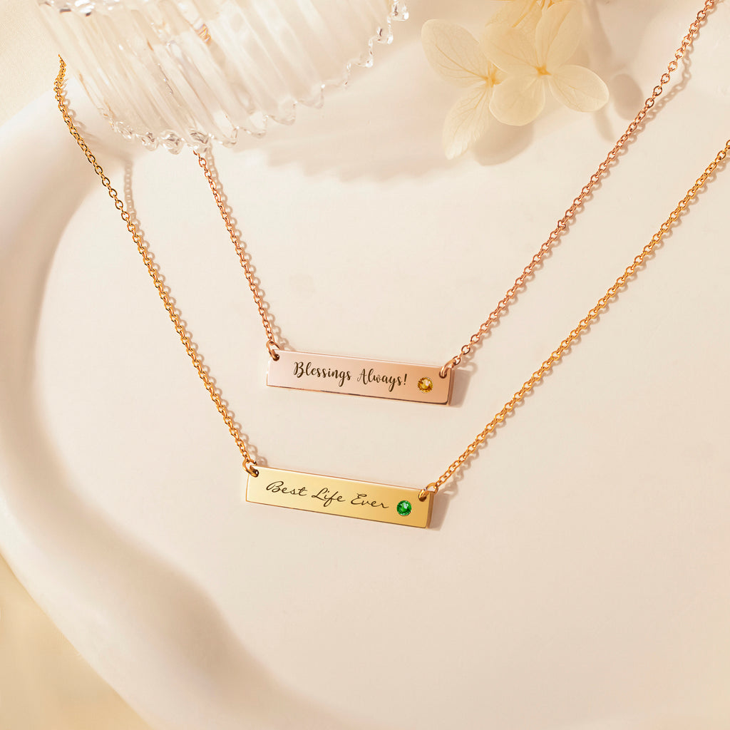 Birthstone Bar Name Necklace