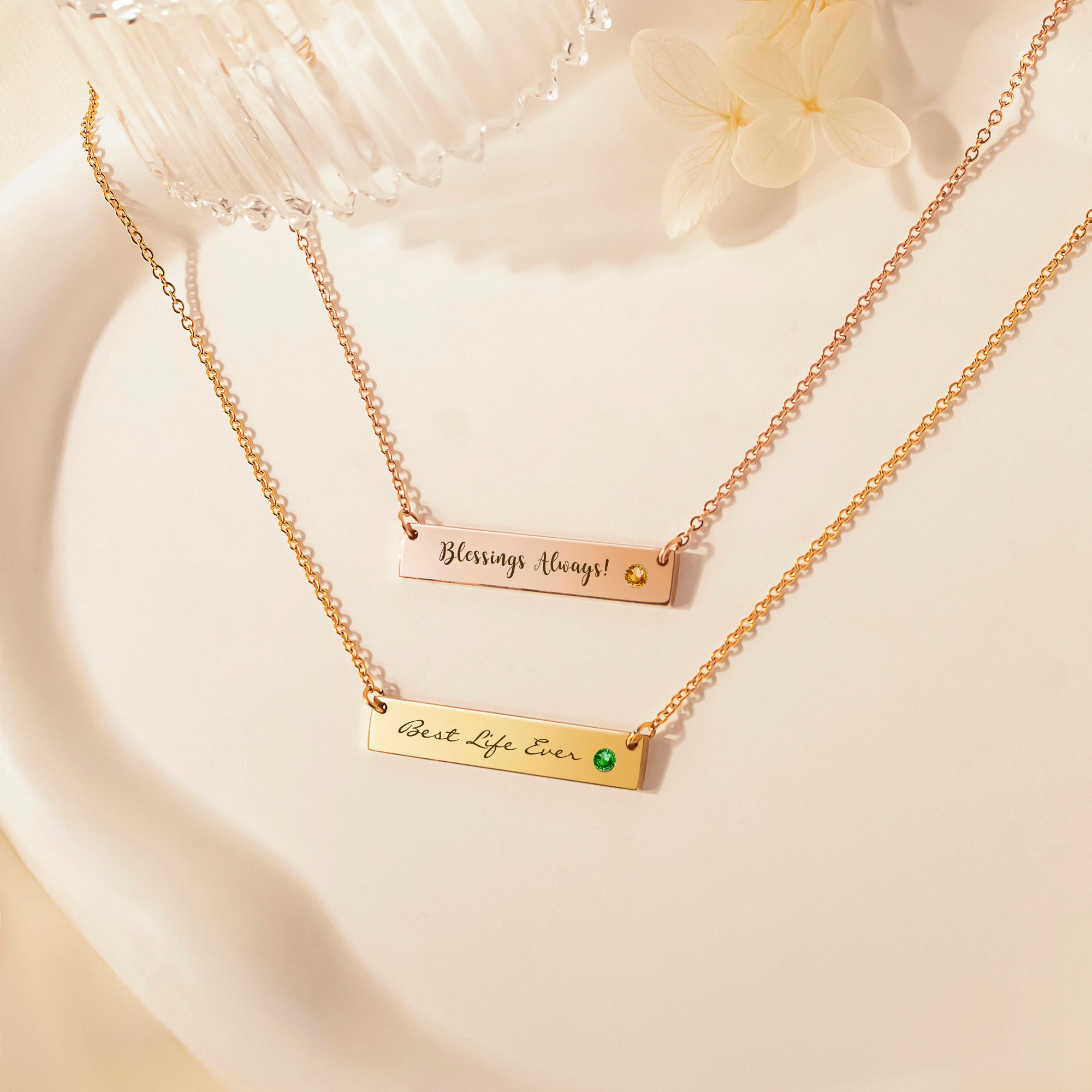 Birthstone Bar Name Necklace