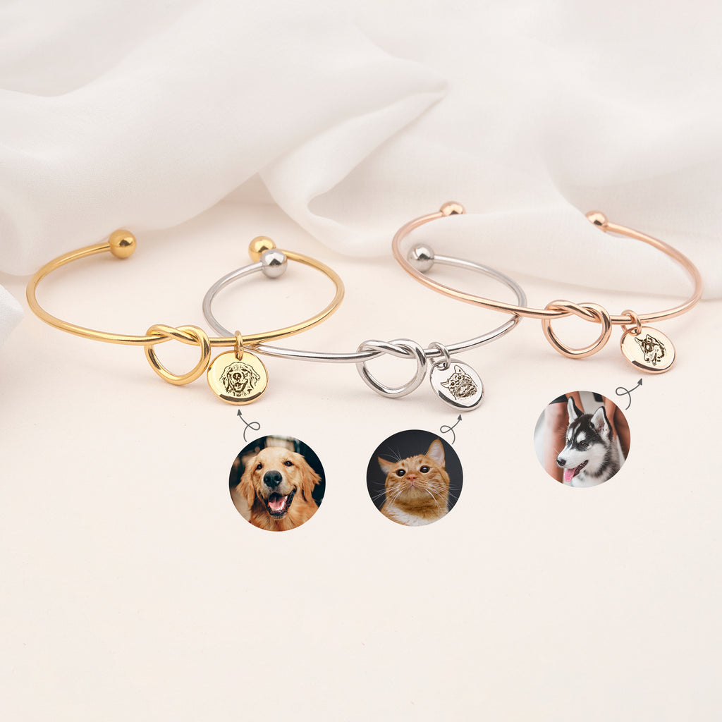 Pet Portrait Photo Custom Cuff Knot Bracelet