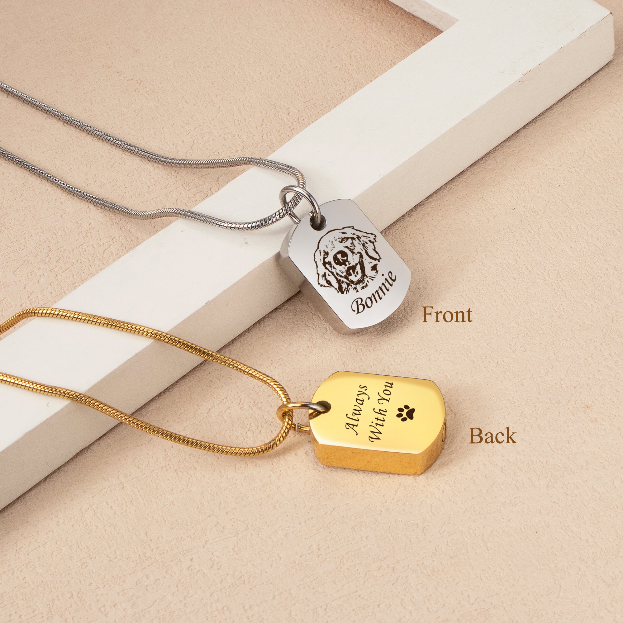 Pet Portrait Memorial Dog Tag Necklace