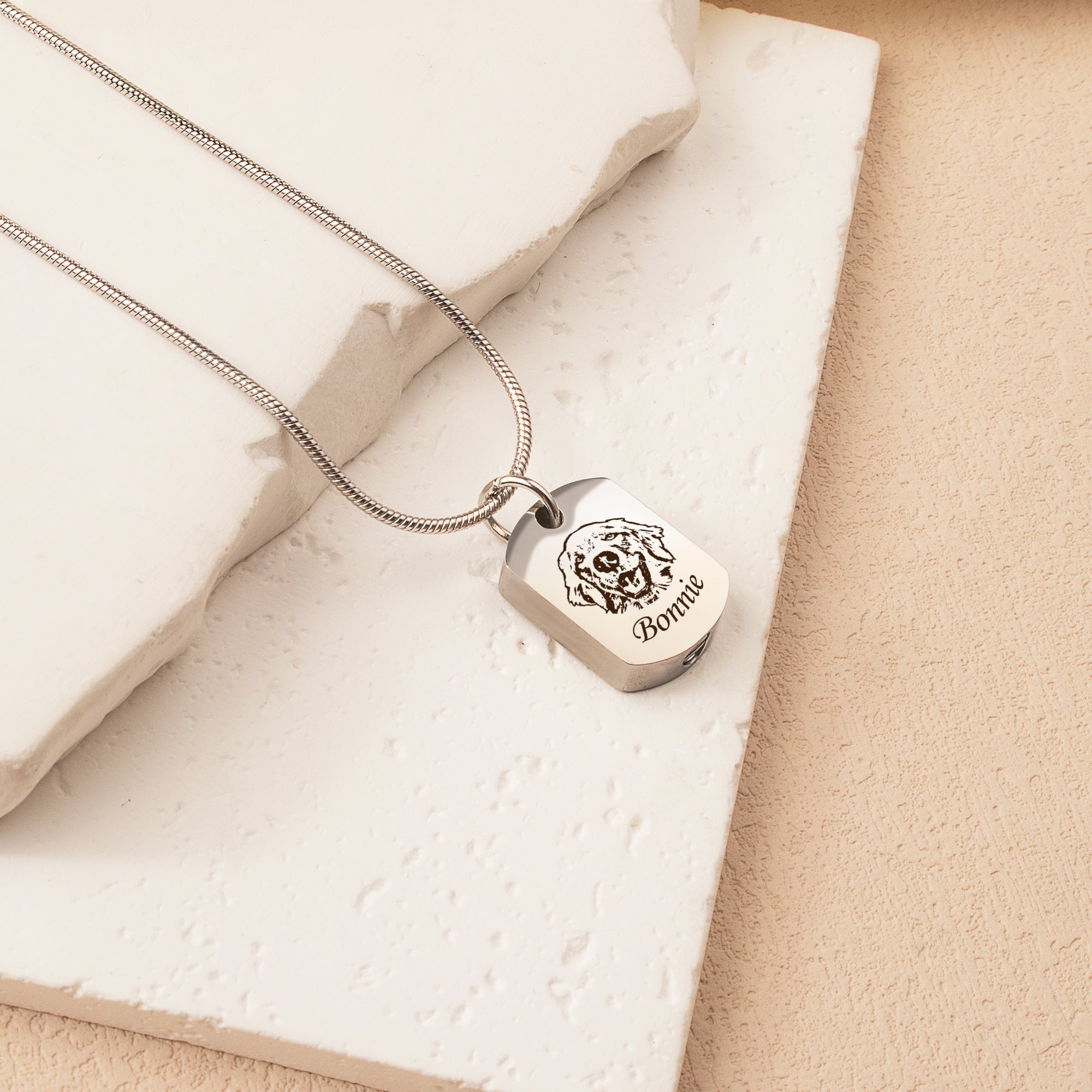 Pet Portrait Memorial Dog Tag Necklace